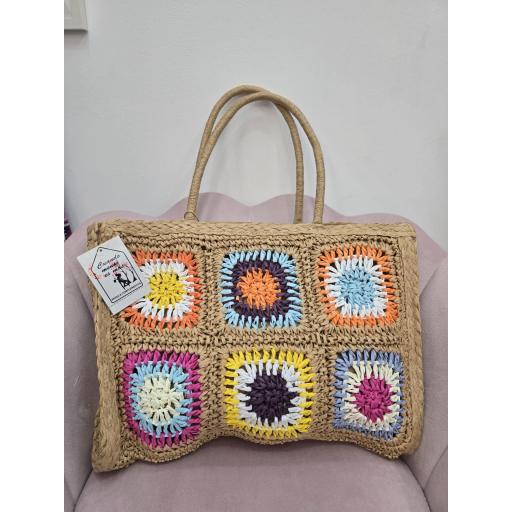 Bolso shopper rafia colores 