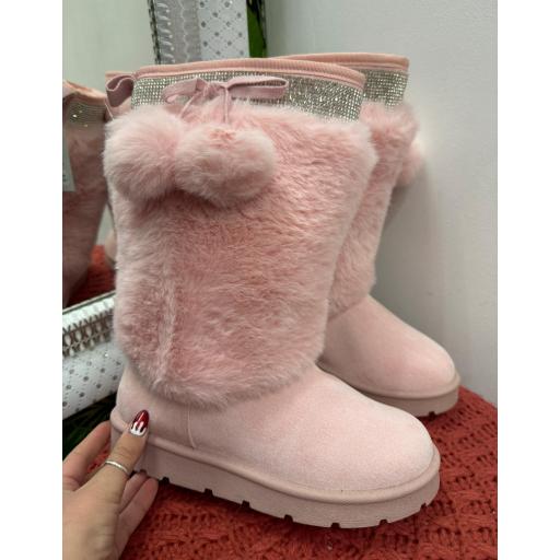 Botas peluche rosas 
