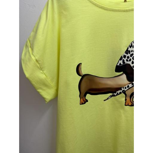 Camiseta perro salchicha amarillo flúor  [1]