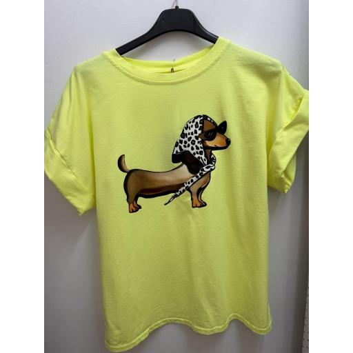 Camiseta perro salchicha amarillo flúor  [2]