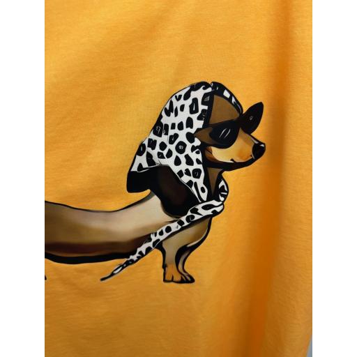 Camiseta perro salchicha naranja flúor  [4]