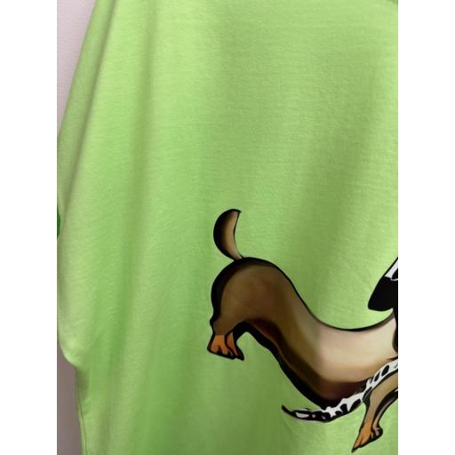 Camiseta perro salchicha verde flúor  [2]