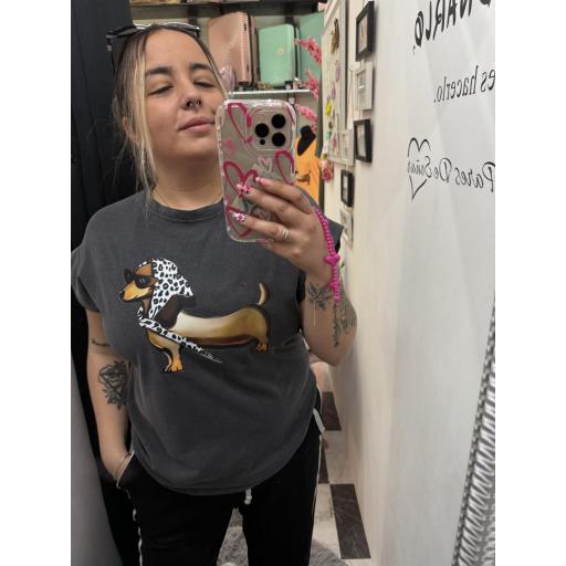 Camiseta perro salchicha gris 
