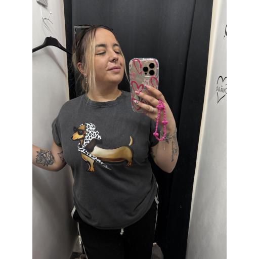 Camiseta perro salchicha gris  [1]