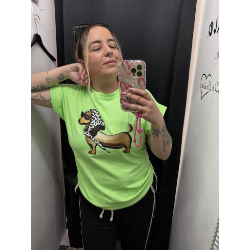 Camiseta perro salchicha verde flúor  [6]