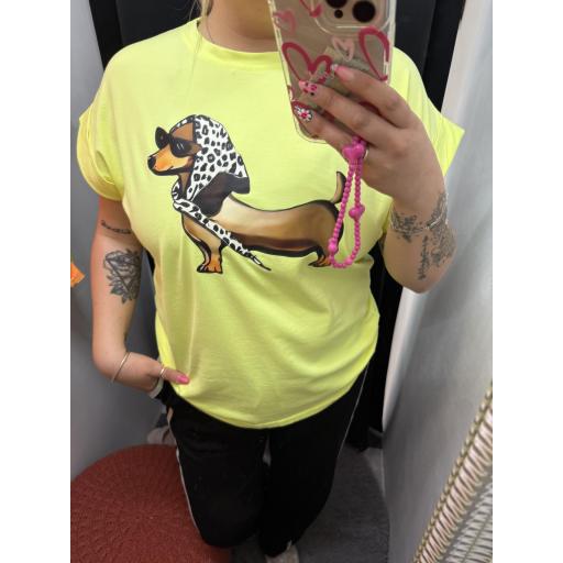 Camiseta perro salchicha amarillo flúor  [5]