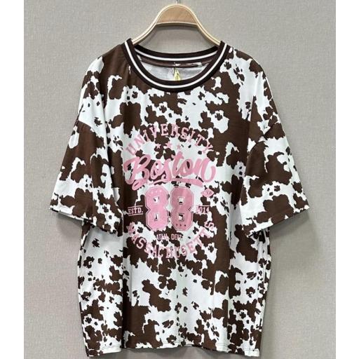 Camiseta vaca letras rosas [0]