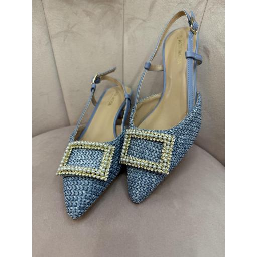 Mules azules con joya plata  [0]