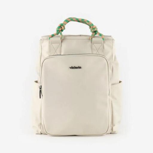 Mochila nylon beige cordones [0]