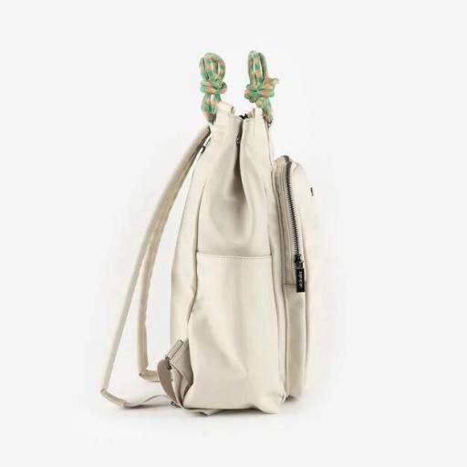 Mochila nylon beige cordones [3]