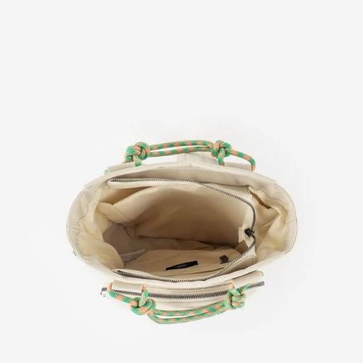 Mochila nylon beige cordones [2]