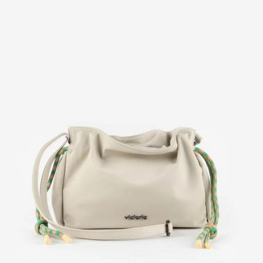 Bolso nylon beige cordones [0]