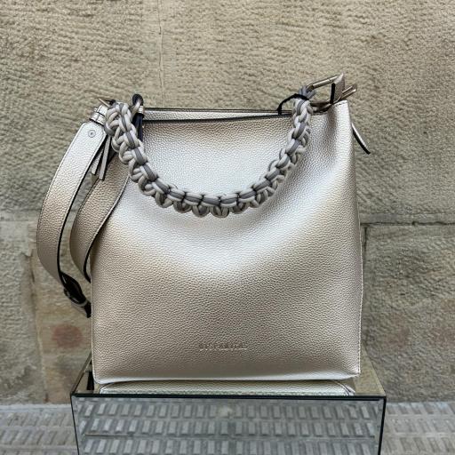 Bolso metalizado asa trenza [0]