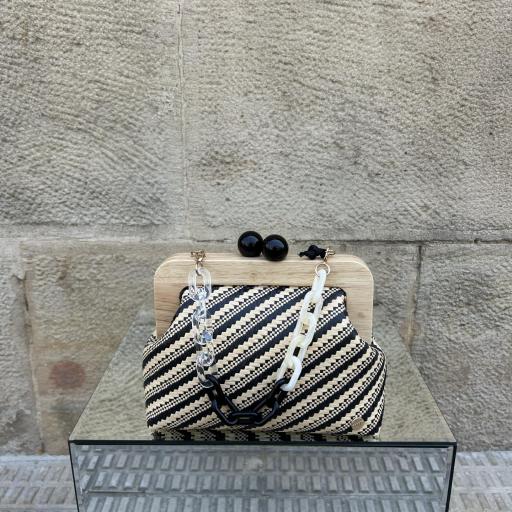 Bolso mano rafia negro