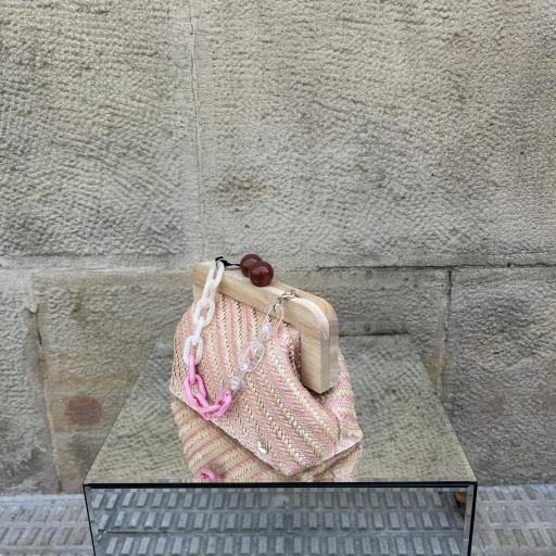 Bolso mano rafia rosa [1]