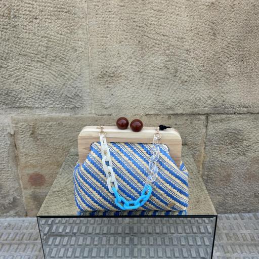 Bolso mano rafia azul