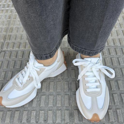 Sneaker bicolor blanco crudo [1]