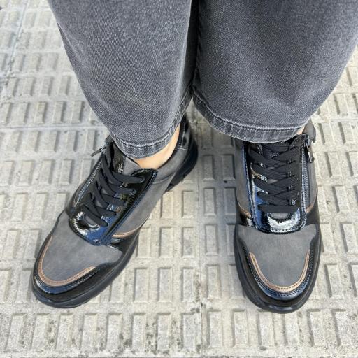 Deportiva Negro Gris cremallera [0]