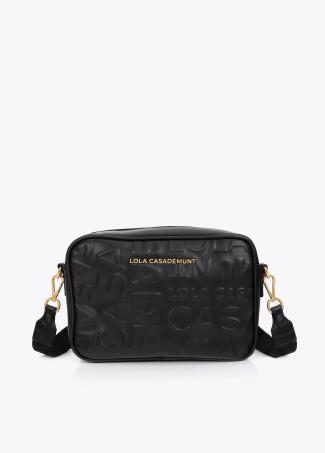 Bandolera negra con logo grabado