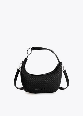Bolso negro trenzado media luna