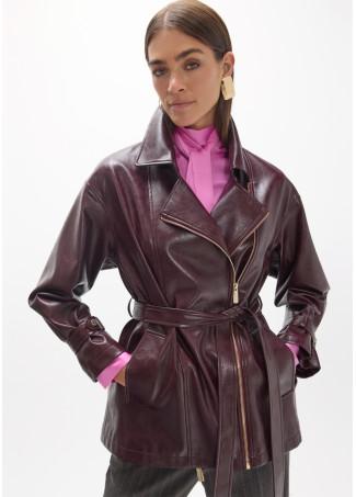 Chaqueta biker burdeos