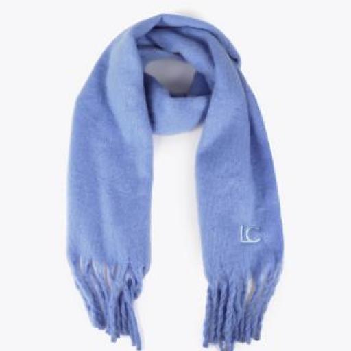 Bufanda azul con flecos gruesos [1]