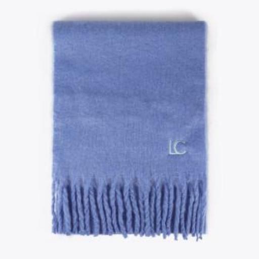 Bufanda azul con flecos gruesos [2]