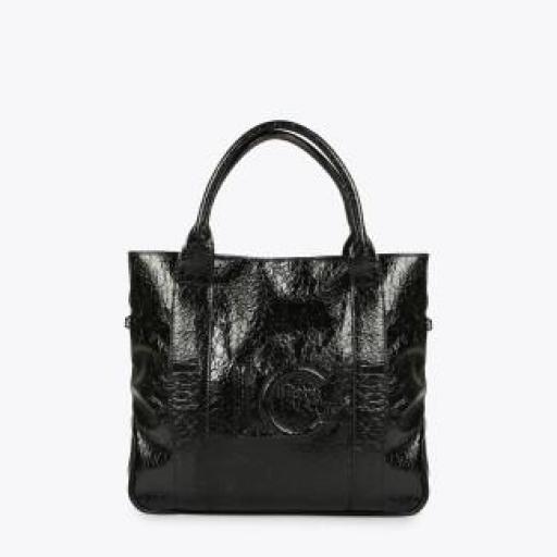 Shopper logo relieve piel brillante