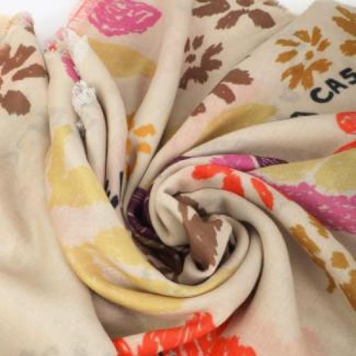 Fular estampado floral y aves [2]