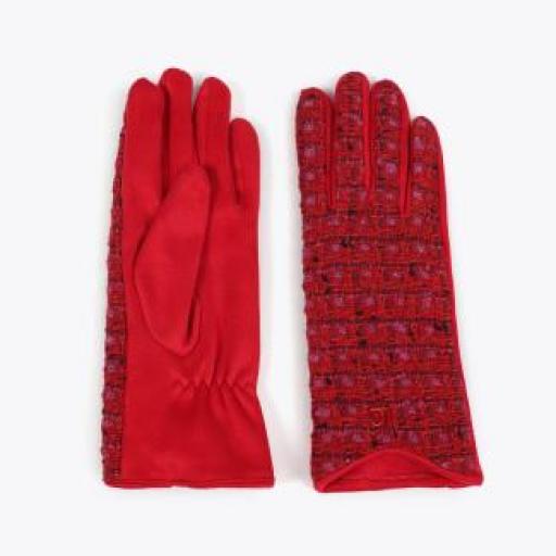 Guante combinado tweed rojo
