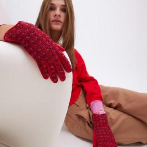 Guante combinado tweed rojo [1]