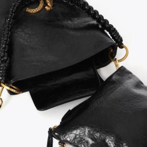 Hobo negro con detalle asa trenzada [1]