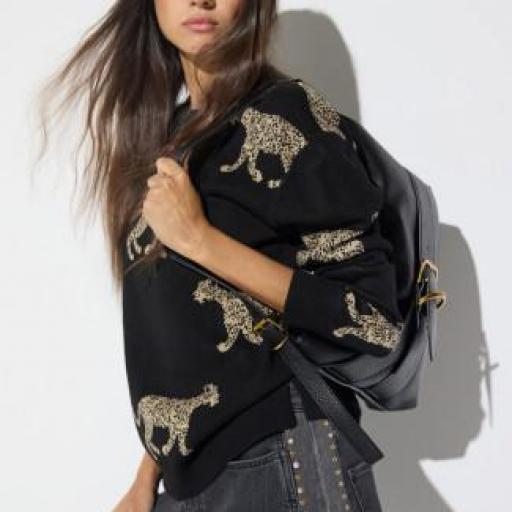 Jersey jacquard leopardos negro [0]