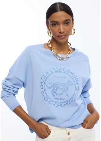 Jersey celeste rosco strass