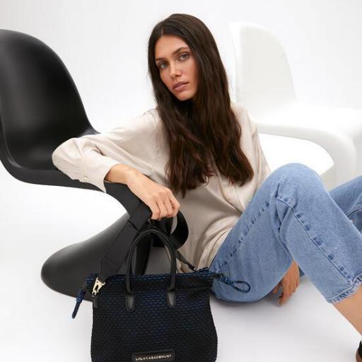 Bandolera tejido rejilla interior azul [1]