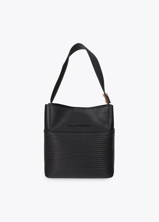 Shopper rayas acolchadas negro