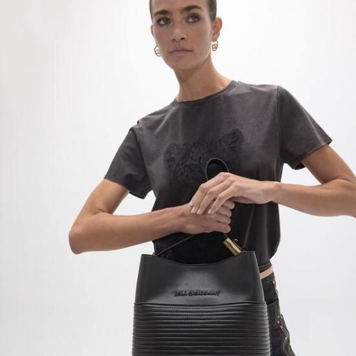 Shopper rayas acolchadas negro [1]