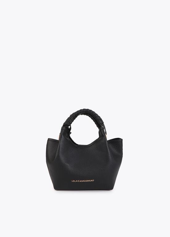 Bandolera negro asa trenzada detalles metalicos