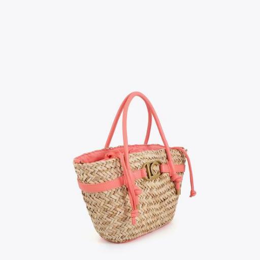 Mini Capazo trenzado natural y coral [2]