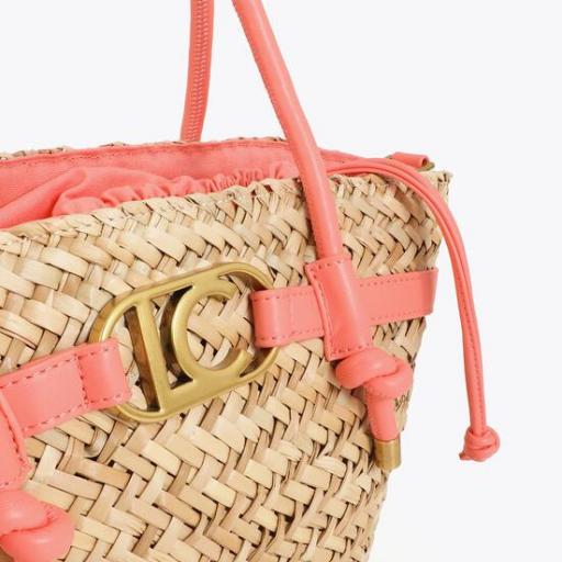 Mini Capazo trenzado natural y coral [1]