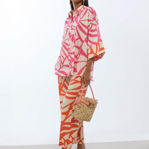 Bombonera trenzado natural y coral [3]