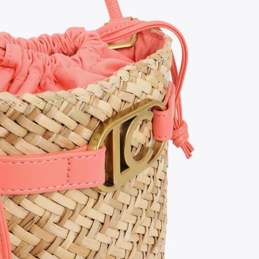 Bombonera trenzado natural y coral