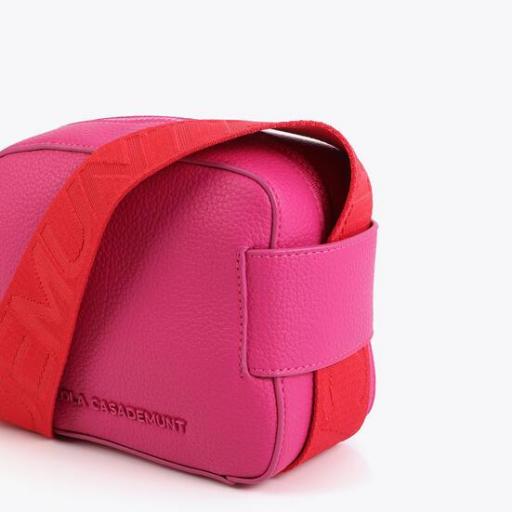 Bandolera rosa asa nylon a contraste