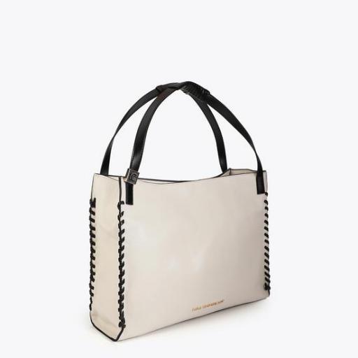 Shopper trenzado a contraste crudo negro [2]