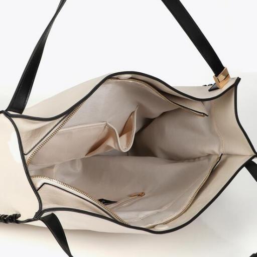 Shopper trenzado a contraste crudo negro [1]