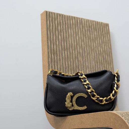 Bandolera media luna cadena negro [3]