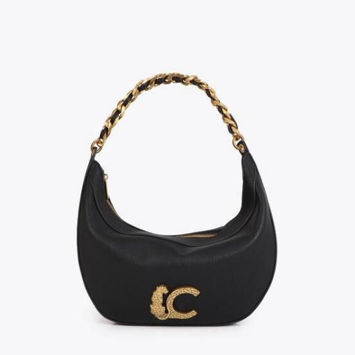 Bolso media luna cadena negro