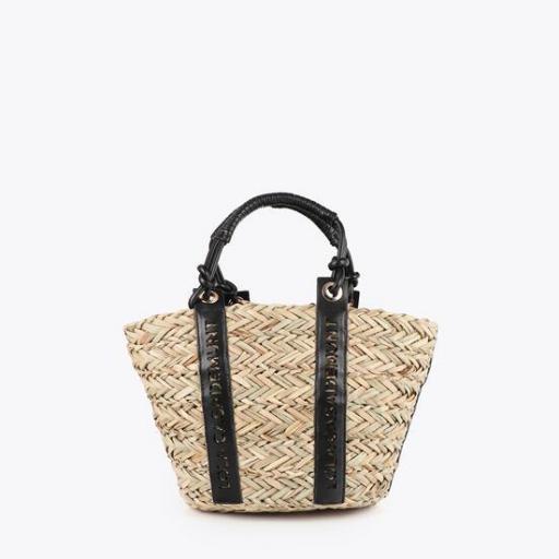 Mini Capazo trenzado natural y negro [0]