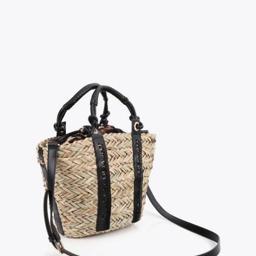 Mini Capazo trenzado natural y negro [3]