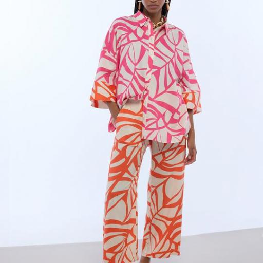 Camisa manga caída print hojas [1]